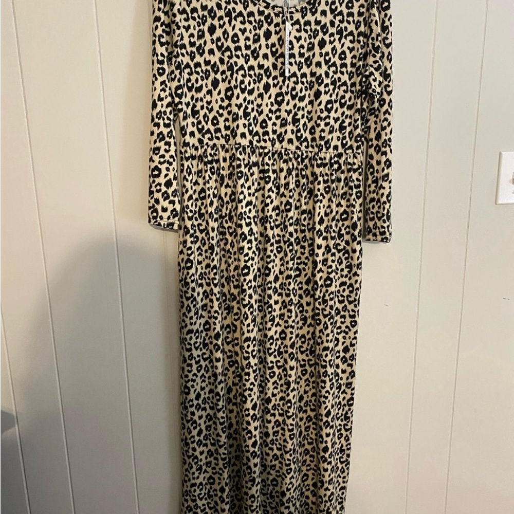 Leopard Print Maxi Dress Long Sleeve